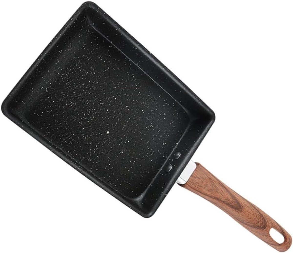 Koekenpan Vierkant - Omeletpan Japanse - Ontbijt Bakken - Non-stick Coating - 35.5 cm - Zwart