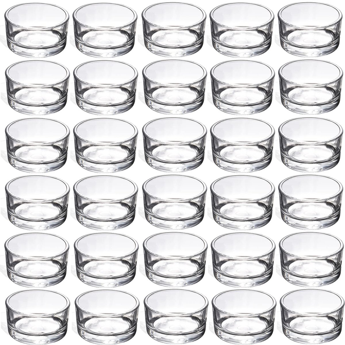 SnelShoppen - 30 Stuks Kleine Theelichthouders Helder Glas - Perfect voor Bruiloften, Feesten, Diner - Geschikt voor 1,5 Inch Theelicht - Elegante Kaa