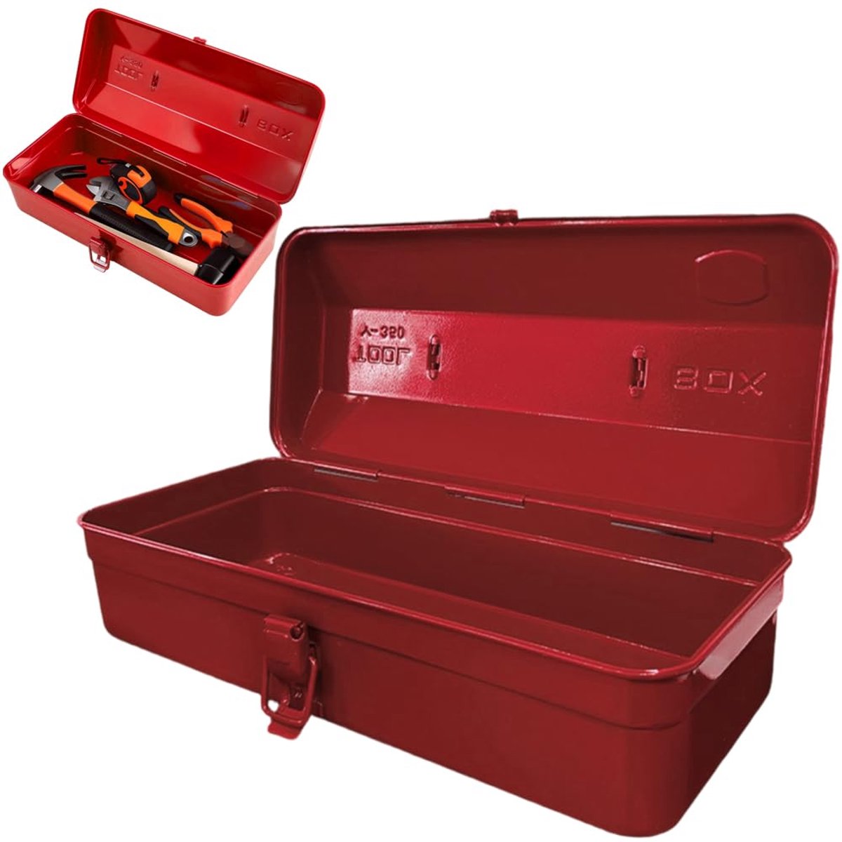 SnelShoppen - Multifunctionele Gereedschapskist met Slotgesp - Robuuste Metalen Gereedschapskist 37 x 16 x 12 cm - Duurzaam met Draaggreep voor Opslag