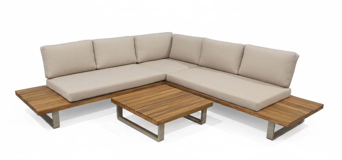Hoek loungeset Bastan | Sand | Acacia & Aluminium