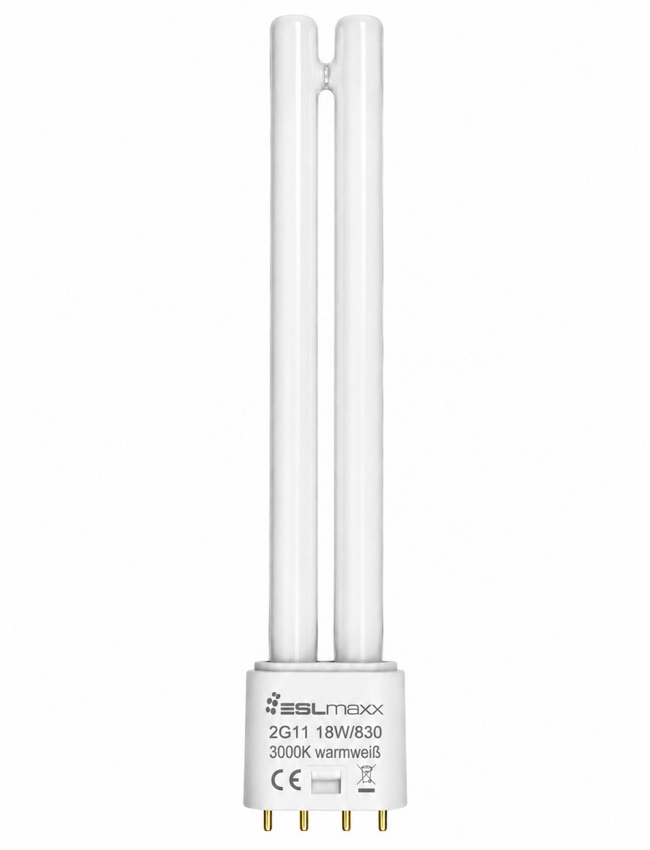Traditionele 2G11 spaarlamp 18W/830 | Lengte 22.5cm | 2G11 (4 pins) | Warm Wit | 18 watt | 8.000 Branduren