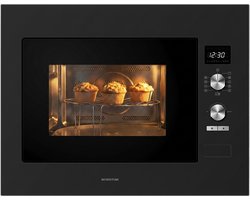 Inventum IMC6132FZWA - Inbouw combi-oven - Hetelucht - Magnetron - Grill - 32 liter - 45 cm hoog - Tot 220 graden - Zwart/RVS
