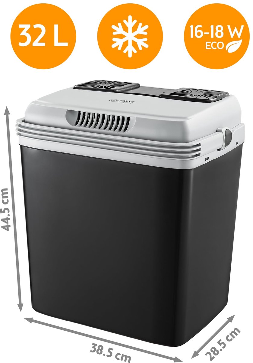 SnelShoppen - Elektrische Koelbox 32L - 3-voudige Stroomvoorziening - USB-C PD 3.0 - Koelen & Verwarmen - 12V/230V/USB-C - Mobiele Minibar - Zwart/Gri