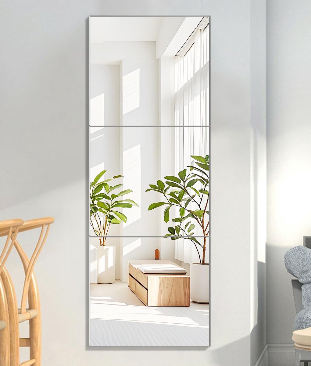 SnelShoppen - Zelfklevende Spiegeltegels 40x40 cm, HD Glazen Spiegel, Muurdecoratie voor Woonkamer, Slaapkamer, Badkamer, Kast en Deur, Eenvoudig Plak