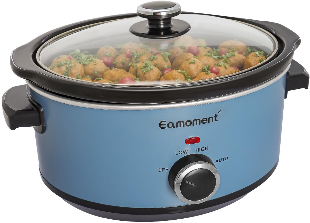 SnelShoppen - Slow Cooker 3,5 Liter Roestvrij Staal met Keramische Pan, Instelbare Temperatuur, Vaatwasmachinebestendig, Gehard Glas Deksel voor Keuke