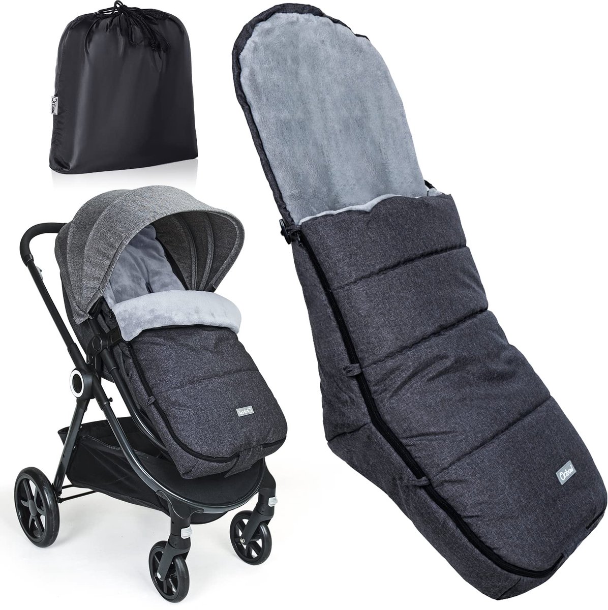 SnelShoppen - Orzbow Voetenzak voor Kinderwagen - Winter Voeten voor Buggy - Waterdicht & Winddicht - Coral Fleece Gevoerd - Afneembaar & Machine Wasb