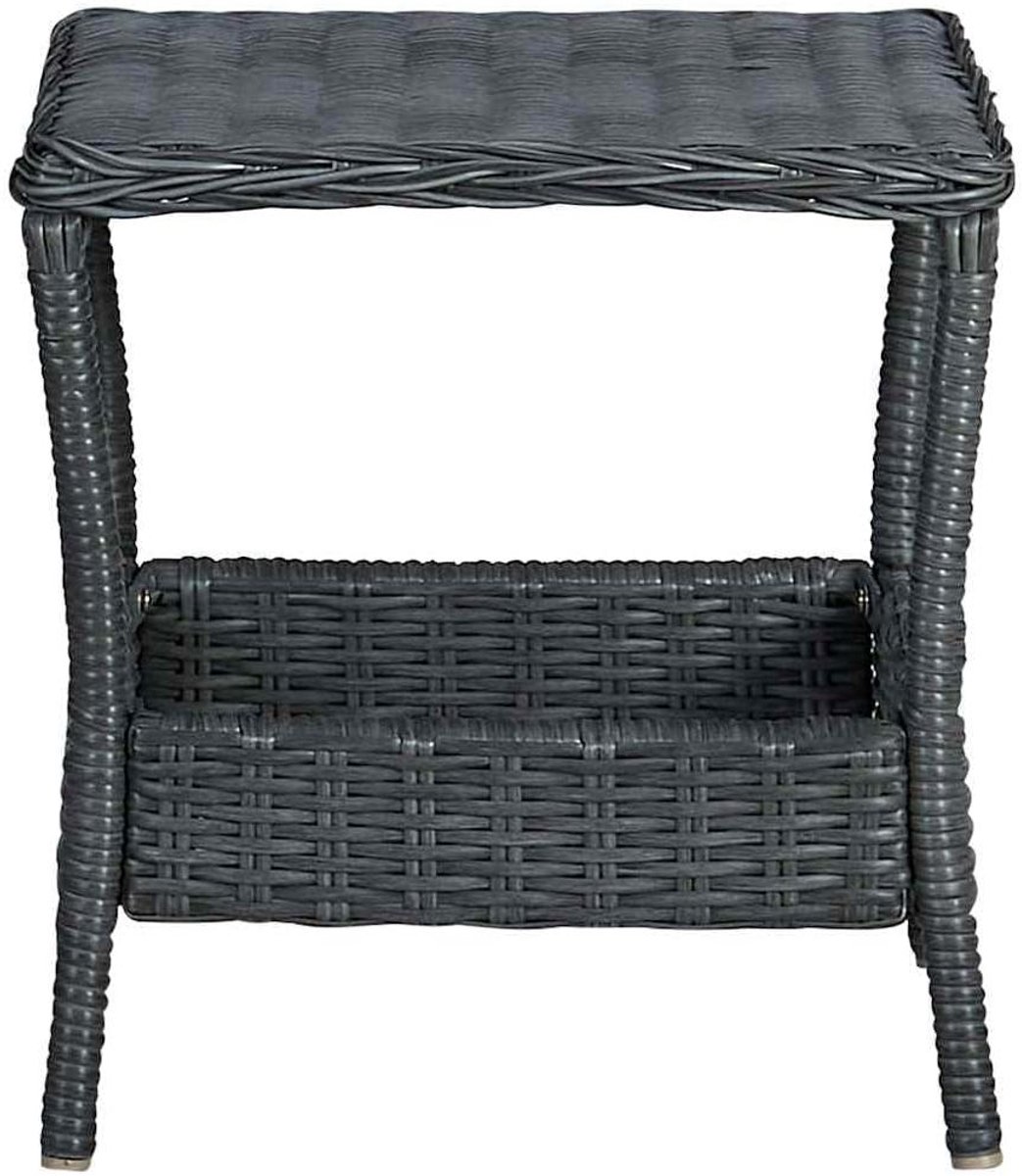 Tuintafel Polyrotan - Buitentafel Rond - Terras Decoratie - Licht Robuust Frame - 45 x 45 cm - Donkergrijs