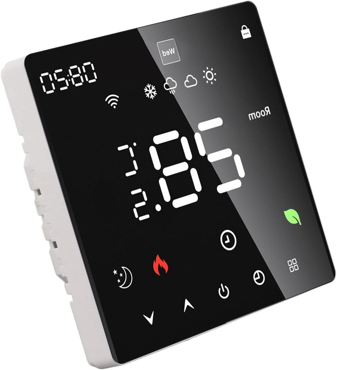 Slimme Elektrische Verwarmingsthermostaat - Programmeerbare Thermostaat Vloerverwarming - Energie Besparen - Kleuren Touchscreen Display - 41 x 86 mm - Wit