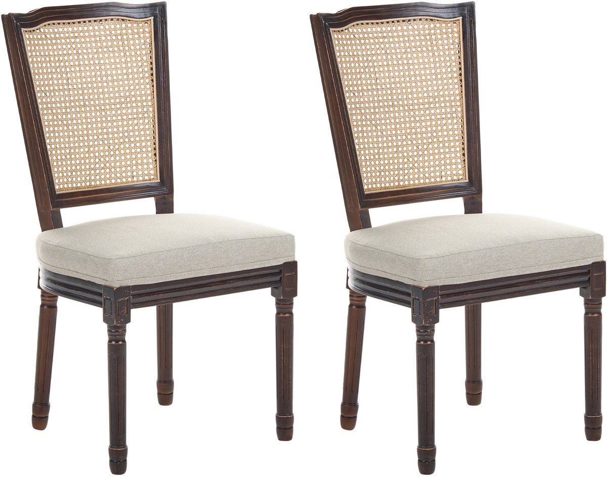 BONANZA - Eetkamerstoel set van 2 - Donkerbruin/Beige - Stof