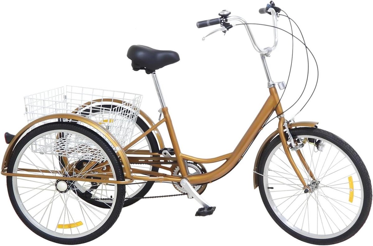 Driewieler voor volwassenen - Driewieler fiets - Comfortabel cruisen - Met boodschappenmand - 24 inch - Grijs