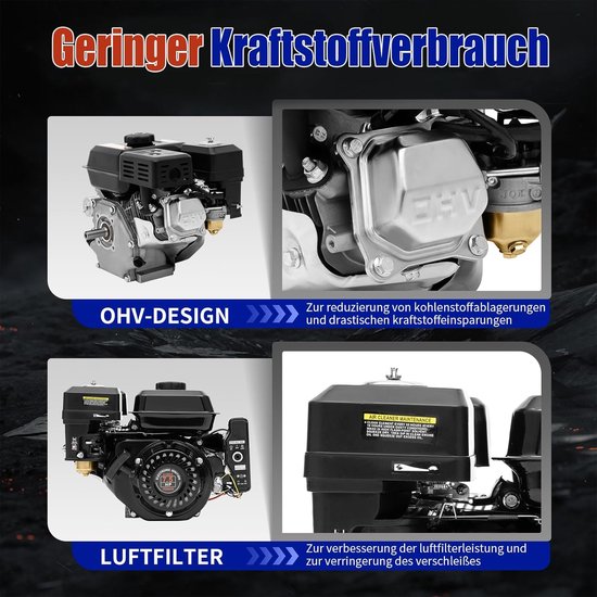 Benzinemotor - Kartmotor Aandrijfmotor - Apparaten Aandrijven - Elektrische Start - 75 pk 212 cc - Zwart — afbeelding 2