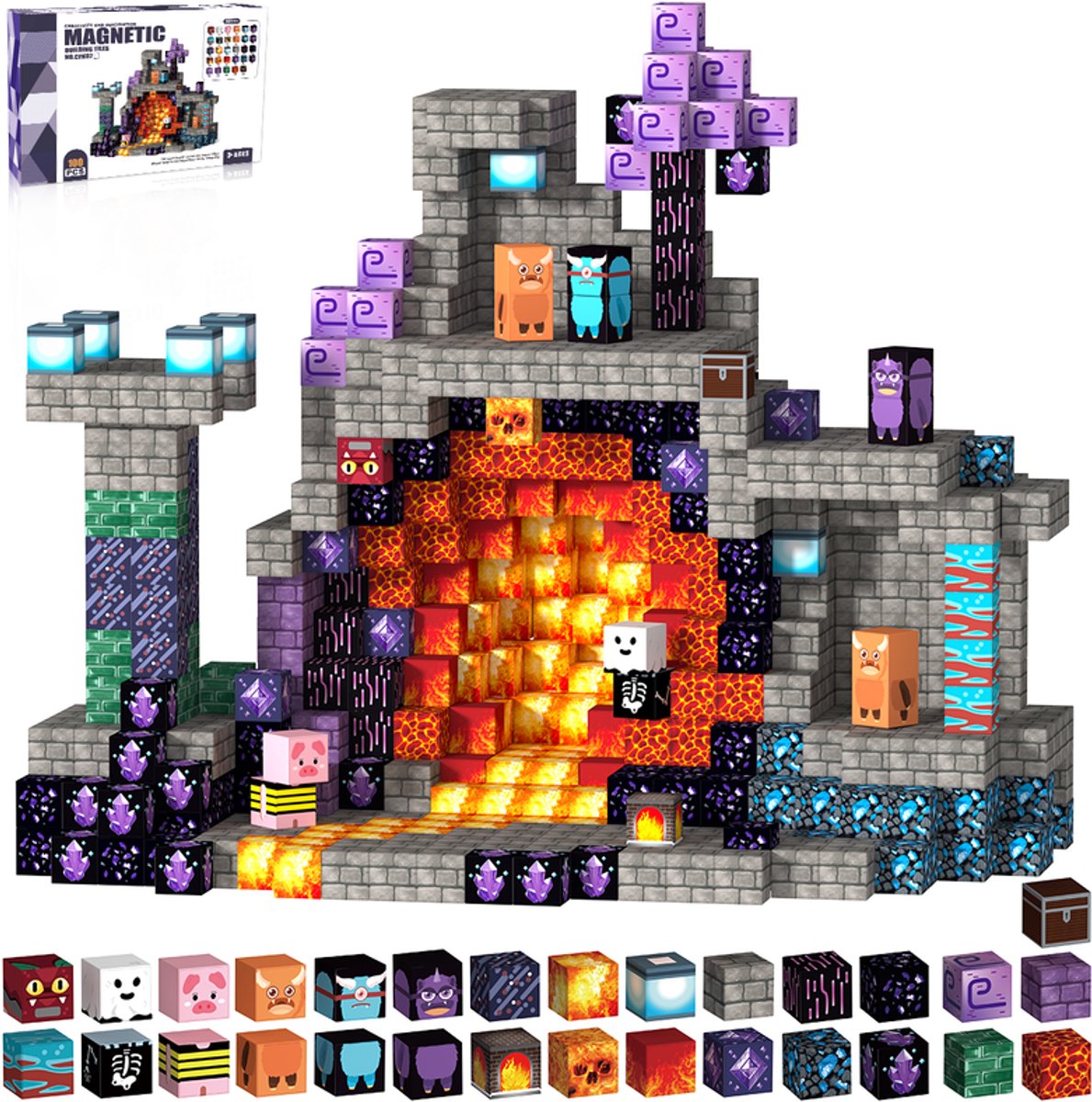 Magnetic Tiles 100 stuks - Speelgoed - Magnetische Tegels - Educatief & Constructie - Montessori - Bouwblokken - Magna Wereld - Constructiespeelgoed - Kinderen - Voor 3-12 Jaar