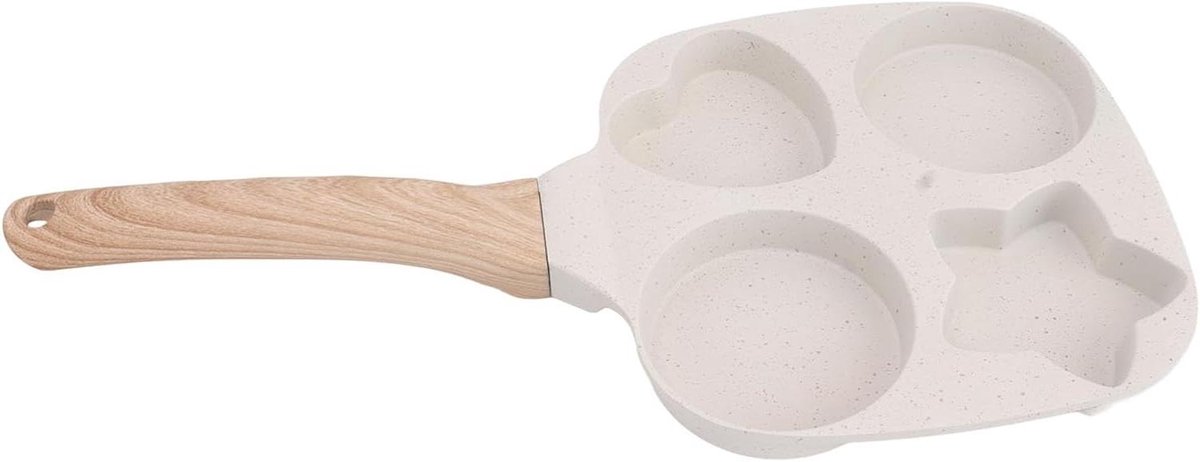 Omeletpan met 4 Gaten Koekenpan Ontbijtpan Ontbijt Maken Vierkante en Ronde Vormen 21.4 x 19 cm