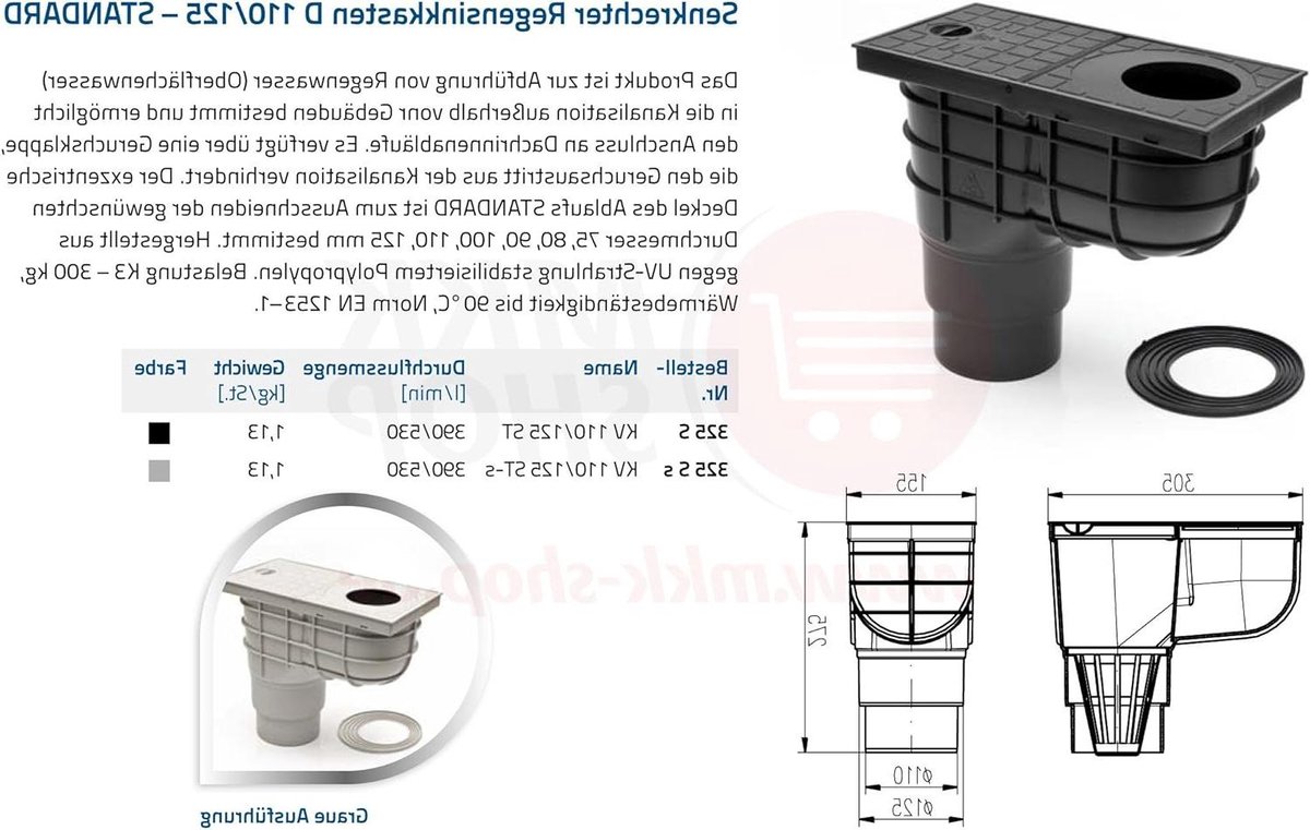 Verticale regengootbak - Dakgootafvoer regenpijp - Dakwater afvoeren - Geur- en terugslagklep - Ø 110/125 mm - Zwart