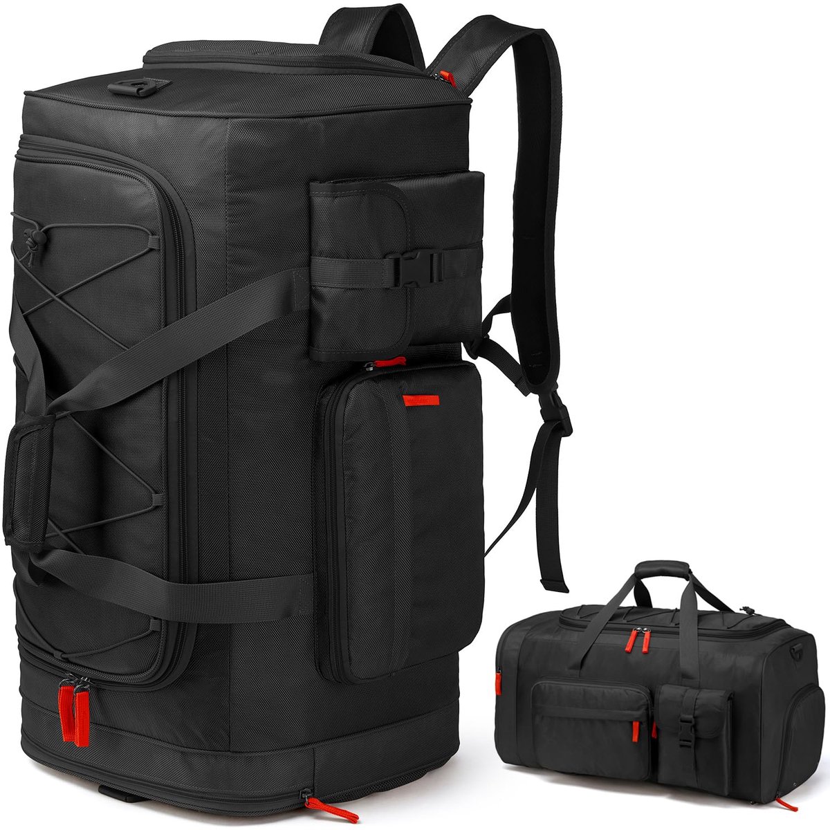 SnelShoppen - Grote sporttas voor heren - Zwarte fitness tas voor sport, workout, reizen, kamperen en wandelen - Ruime sportuitrusting tas van duurzaa
