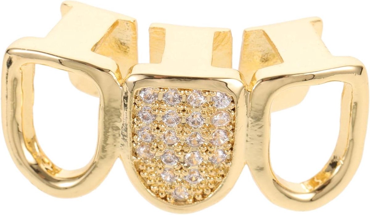 Gouden Tand Grills - Tanden Sieraden - Feest Accessoire - Hip Hop Stijl - 2.4 x 1 x 0.8 cm