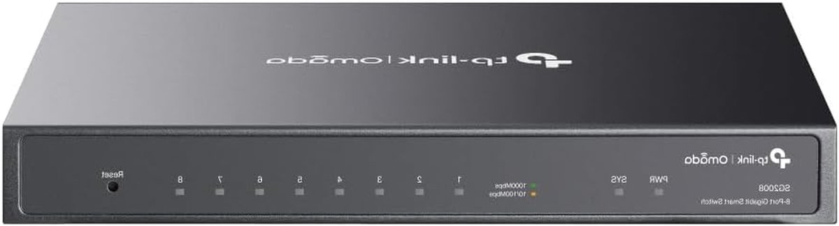 Gigabit Smart Switch - Beheerde Netwerk Switch - Netwerk Stabiliteit Verbeteren - Omada SDN Geïntegreerd - 8 Poorten - Zwart