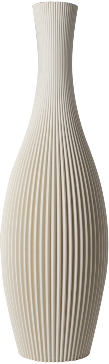 Slimprint Vaas STELLA, Creme Wit, D15,7 x H50 cm, Moderne Vaas met Gestreept Motief voor P