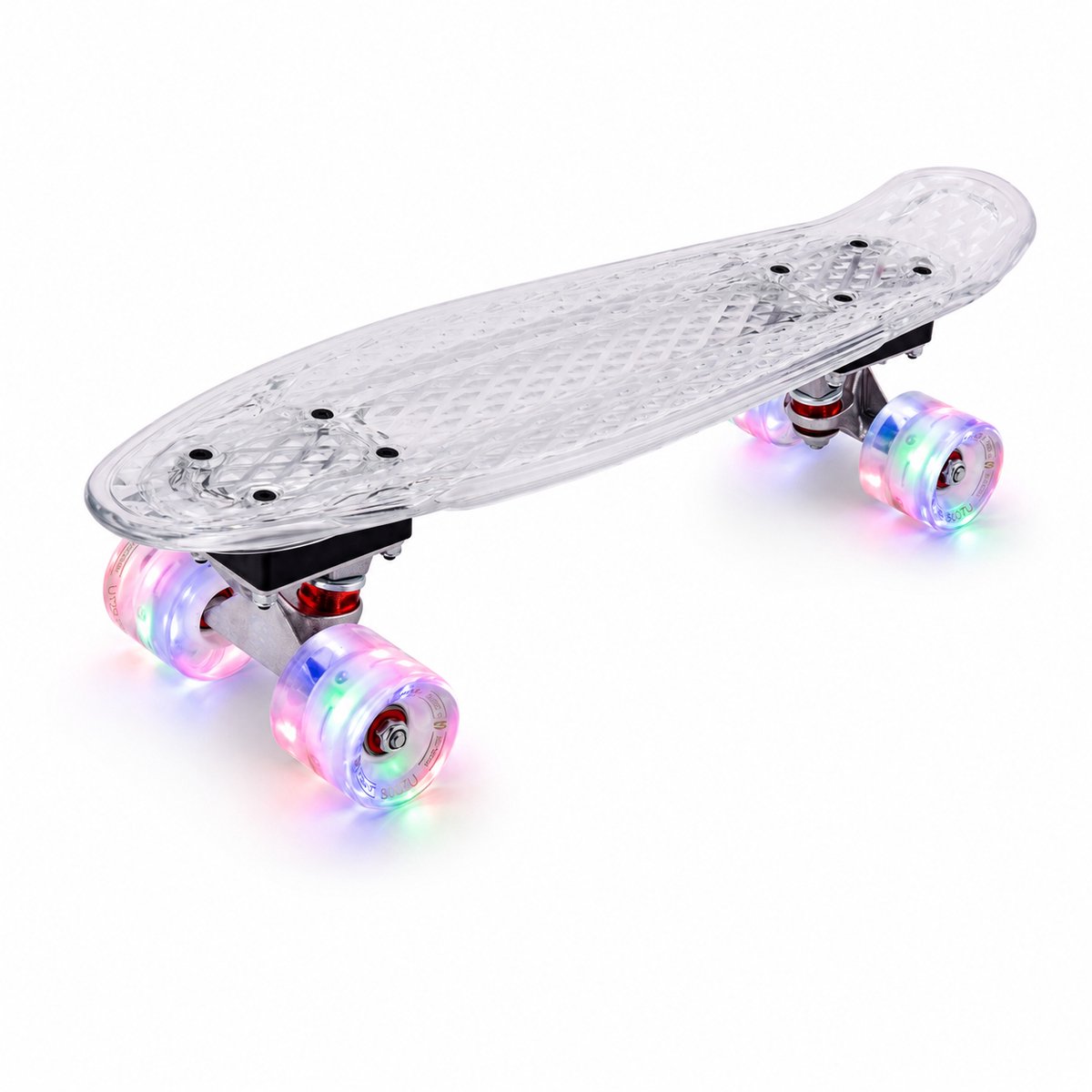 Suotu Skateboard met LED Lichtgevend Dek & Wielen ABEC-9 Skateboard Meisjes/jongens – Skateboard Volwassenen Transparant
