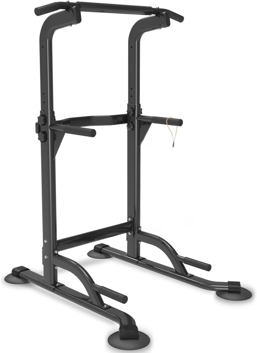 KIRA® Squat Rack - 10 Weg Verstelbaar - Trekstang & Dipstation - Zwart - 82cm x 75cm x 210cm
