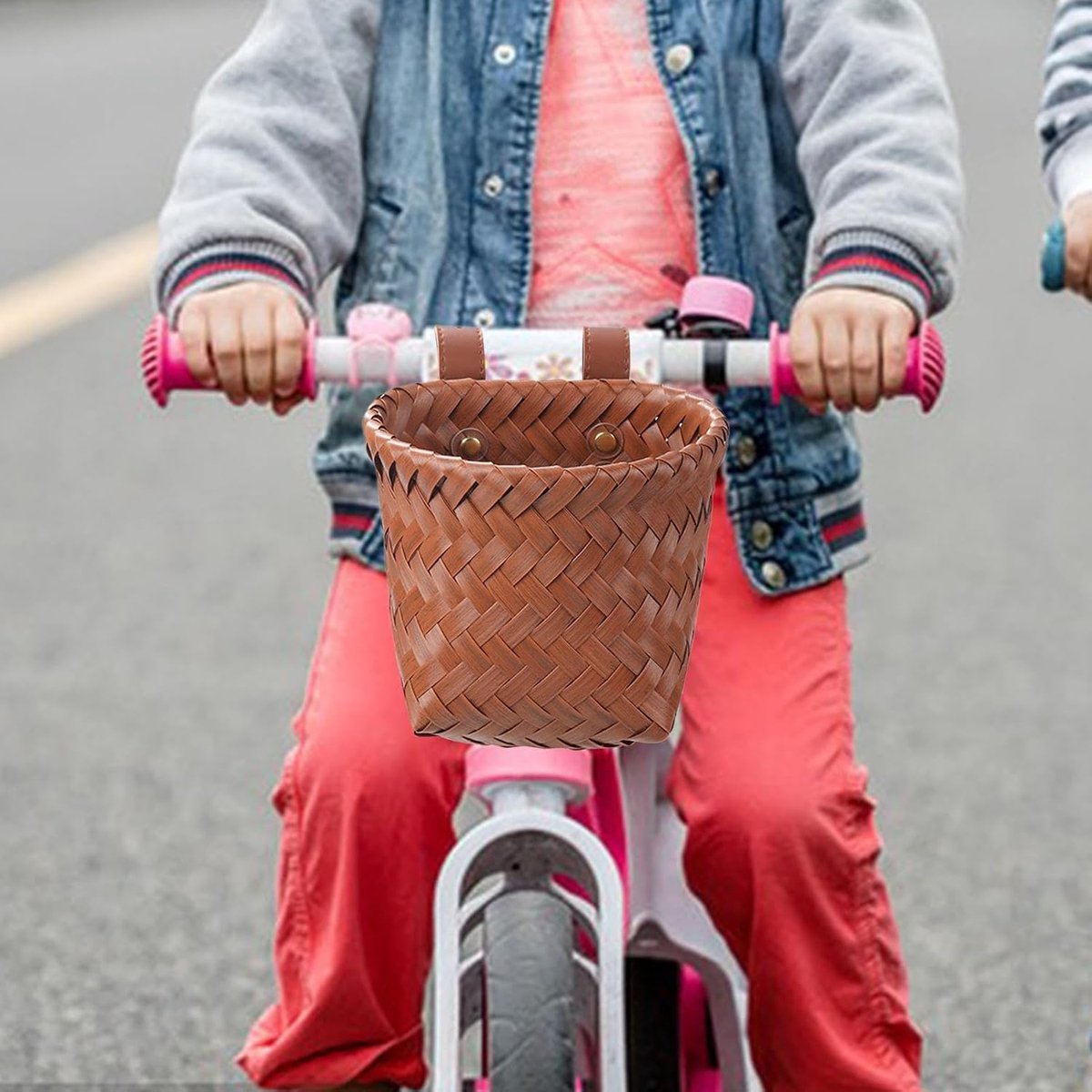 Kinderfiets Mand - Opbergmand Fiets - Fietsen Organiseren - Waterdicht Stevig Rieten - 15x12x12 cm - Thee Bruin