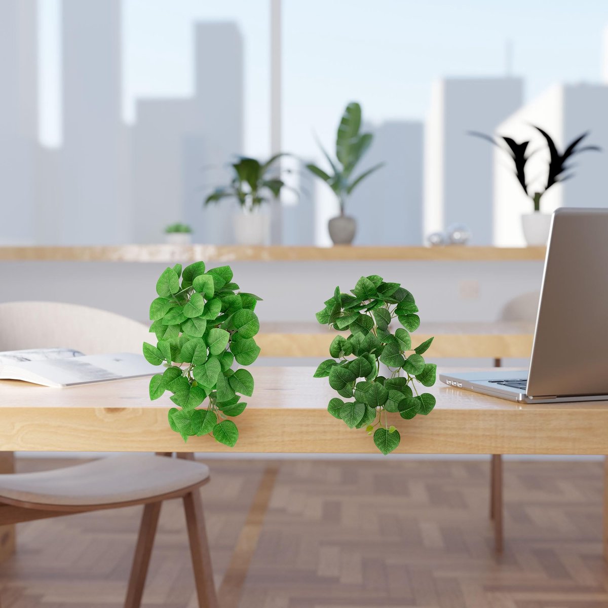 SnelShoppen - Set van 2 Kunstmatige Hangplanten Eucalyptus - Realistische Hangende Kunstplanten met Pot - Decoratieve Planten voor Binnen en Buiten, 2
