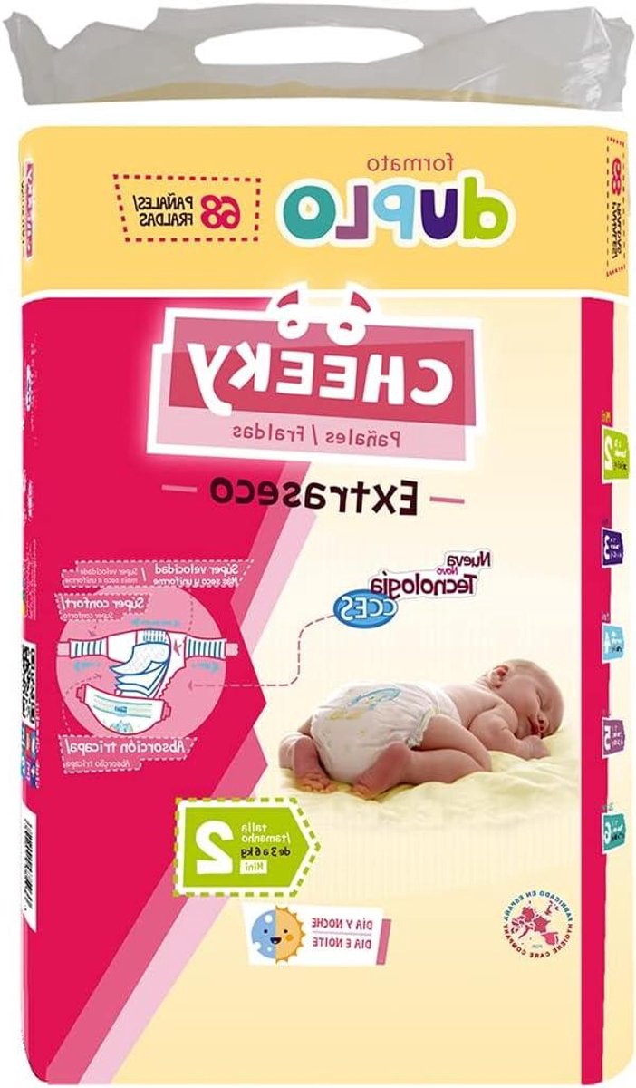 Babyluiers - Wegwerpluiers - Droge Babyhuid - 12 Uur Droog - 68 stuks - Zwart