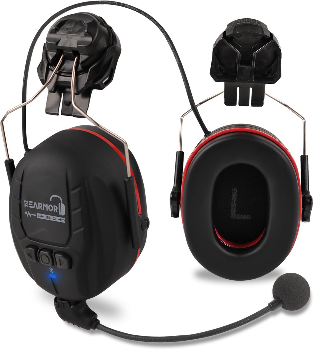 SnelShoppen - Bluetooth Hardshell Gehoorbescherming, SNR 32 dB Geluidsbescherming, Aan Helm Bevestigde Gehoorbescherming voor Maaien en Lawaai-intensi