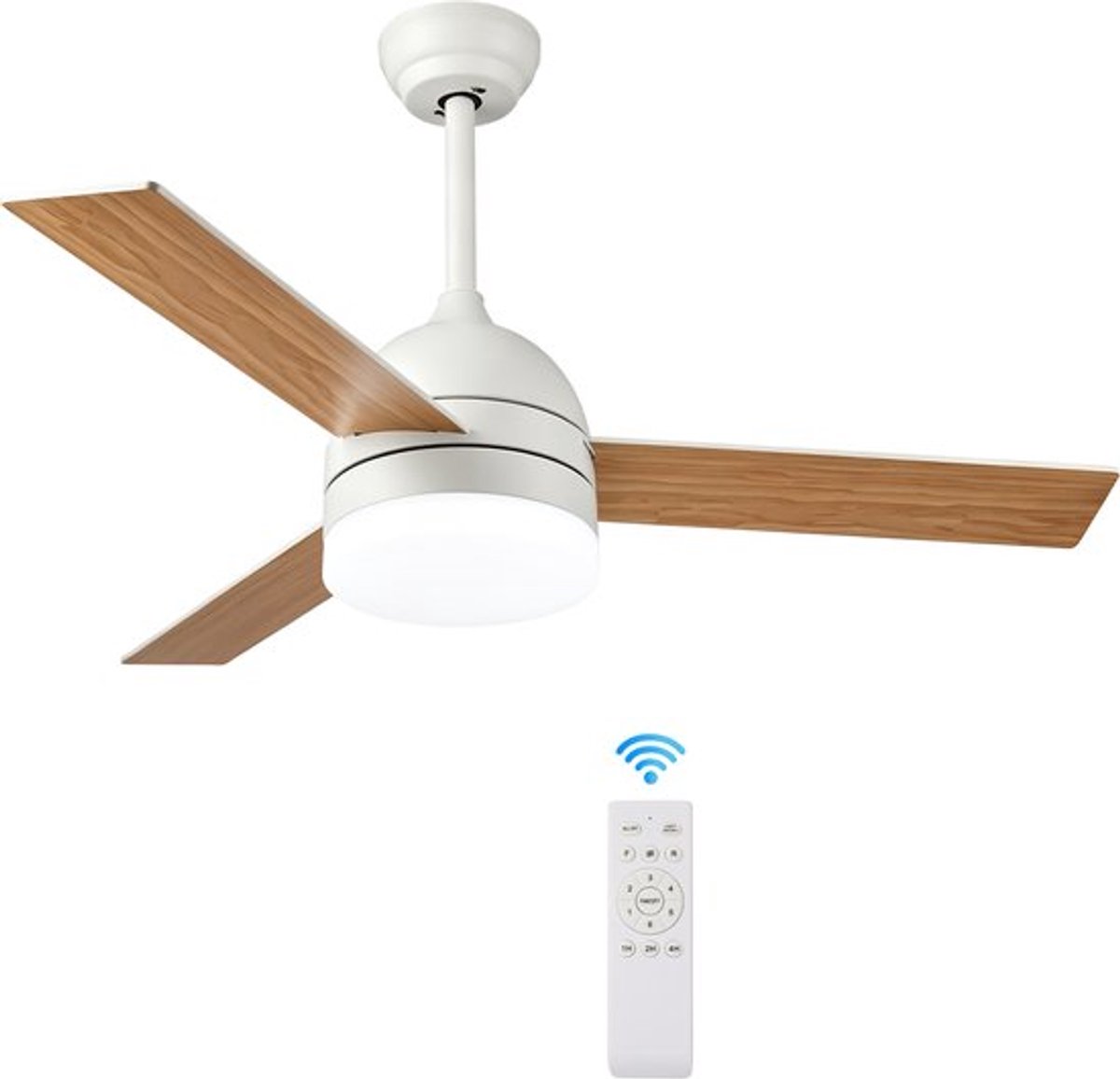 Plafondventilator 3 blad Ø105cm hout - stille ventilator – top kwaliteit - energie zuinig -met remote - ventilator voor laag plafond - 6 snelheden – beste alternatief voor airco - zomer en winter stand – houten ventilator