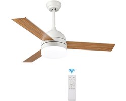 Plafondventilator 3 blad Ø105cm hout - stille ventilator – top kwaliteit - energie zuinig -met remote - ventilator voor laag plafond - 6 snelheden – beste alternatief voor airco - zomer en winter stand – houten ventilator