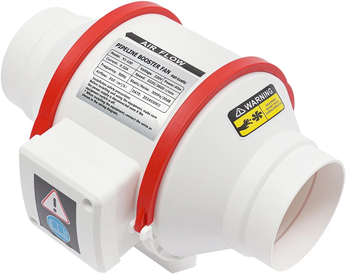 Linkforu - Buisventilator - Luchtventilator - 100 mm - 310 m³/u - 40W - Afzuigventilator M