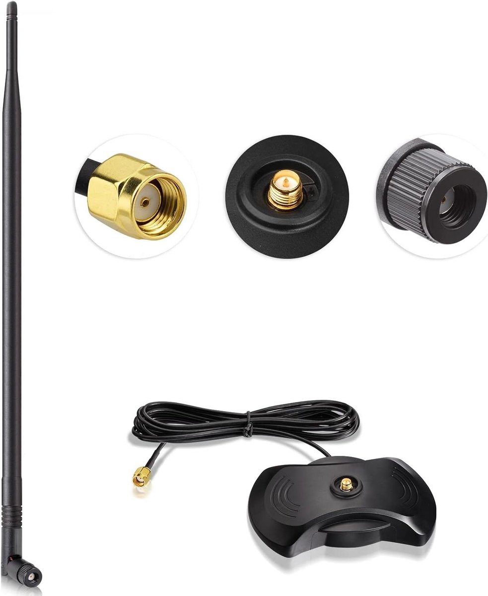 WiFi Antenne - Draadloze Antenne - Netwerkbereik Vergroten - Dubbelband 2.4/5.8GHz - 12dBi - Zwart
