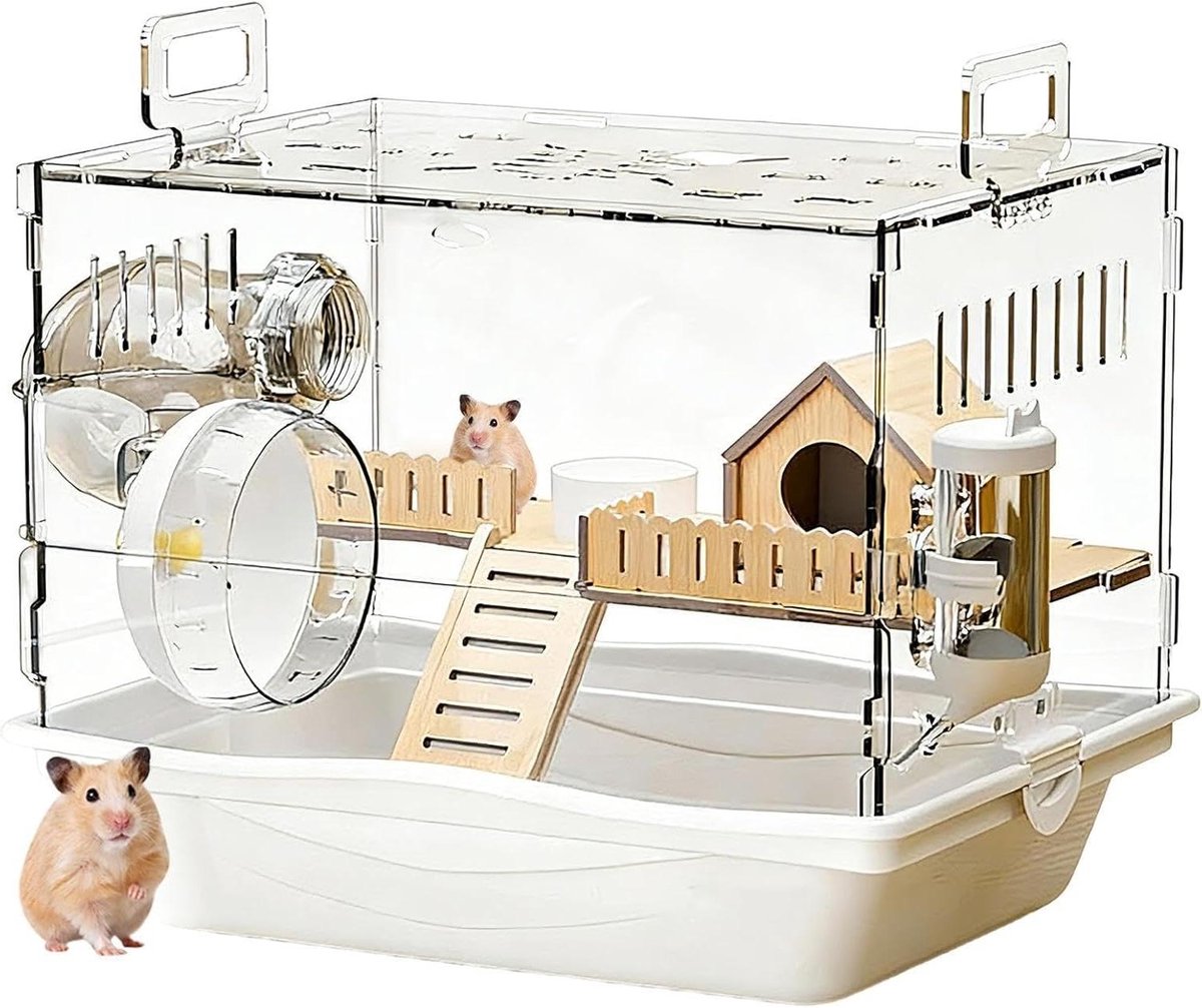 Hamsterkooi Acryl - Kleine Dieren Habitat - Veilige Huisvesting - Brede Voorkant Toegang - 40x30x15 cm - Transparant