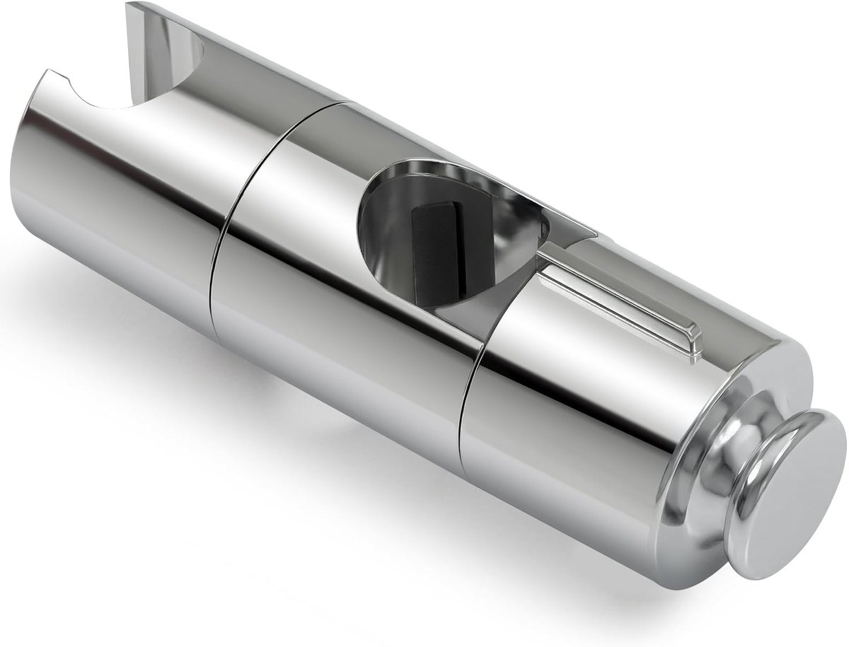 SnelShoppen - OFFO Douchekop Houder, Verstelbare Handdouche Houder 19-25 mm, Chroom Douchekop Ophanger met Ronde Haak voor Grote Diameters