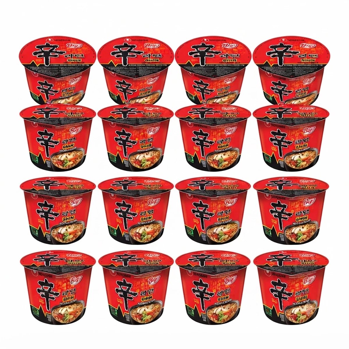 Nongshim Shin Ramyun Grote Beker 16x114g – Pittige Koreaanse Instant Noedels – Heerlijke & Snelle Maaltijd – Multipack Voordeelverpakking Met Kajal Sticker