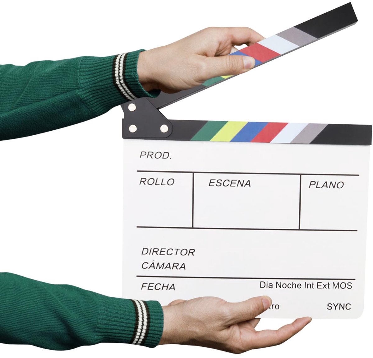 SnelShoppen - Houten Movie Clapper Board 11,8" x 10,6" - Herbruikbare Film Slate voor Actie Scènes, Foto Props en Video Studio - Perfect voor Theater