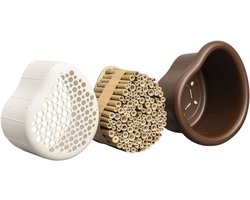 Elho Organic Bee Hotel 25cm - Bijenhotel - Organisch Design - 100% Gerecycled Plastic - L27.4 x B16.8 x H25.4 cm - Kastanje bruin