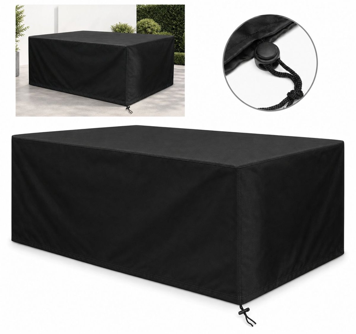VHV - Tuinmeubelhoes 242 x 162 x 100 cm - Oxford Beschermhoes met Trekkoord - Voor Tuinset en Terras
