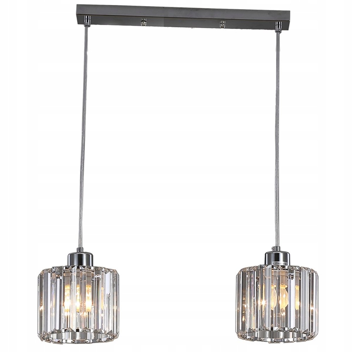 Merkloze Hanglamp met kristallen, 2 lichtpunten, E27, Chroom, 51cm