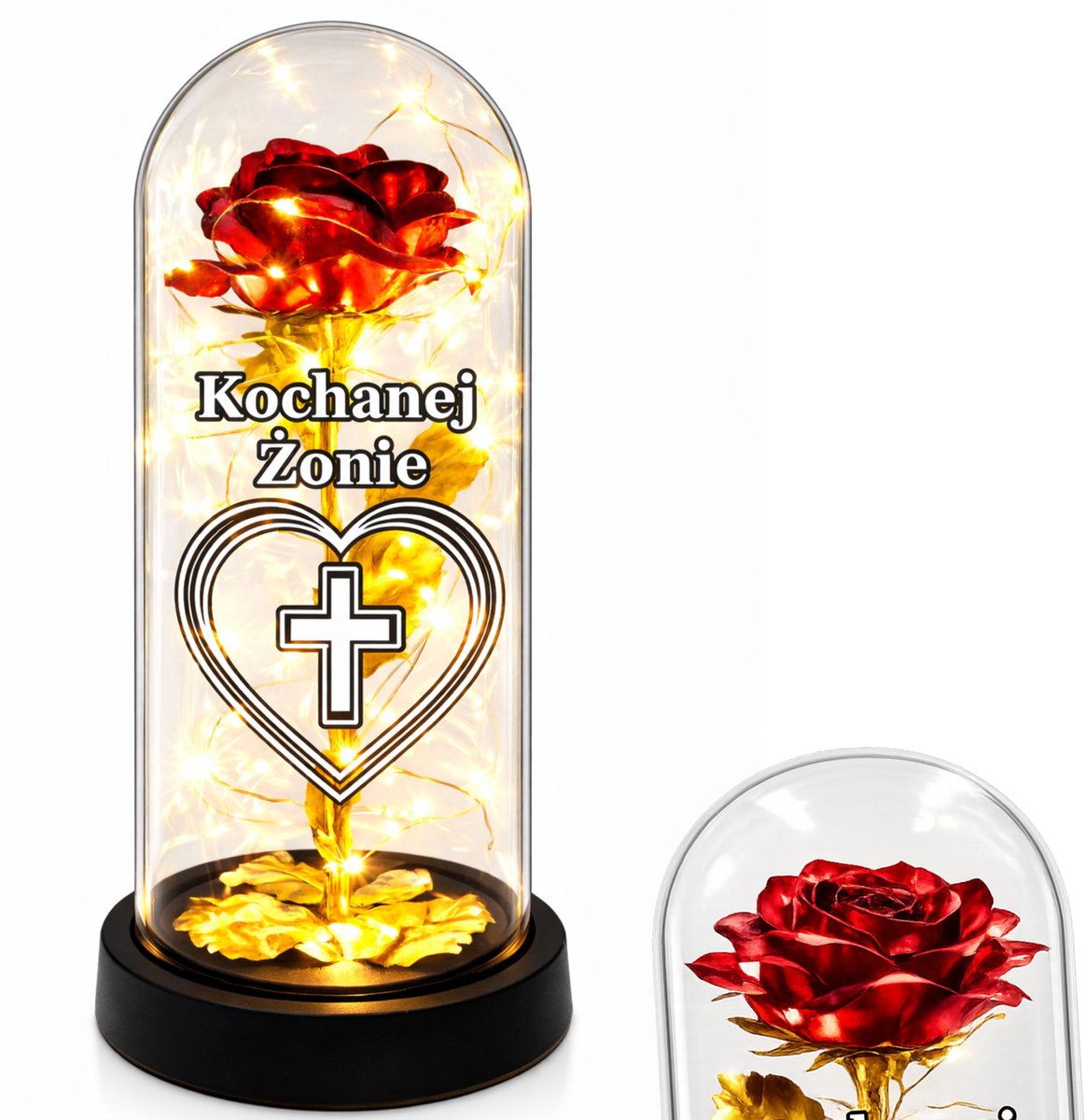 Gouden LED Roos Znicz - Symbool van Eeuwige Liefde voor uw Geliefde