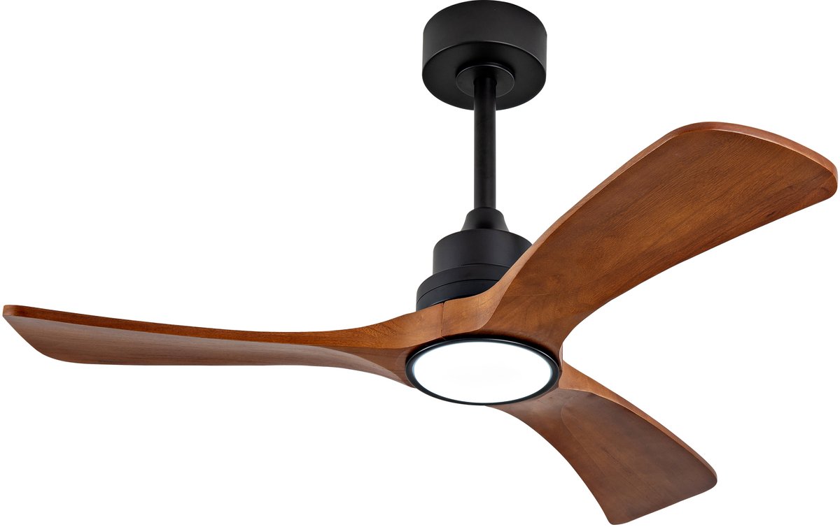 COVREO Plafondventilator met verlichting 106 cm zwart hout, 6 snelheden