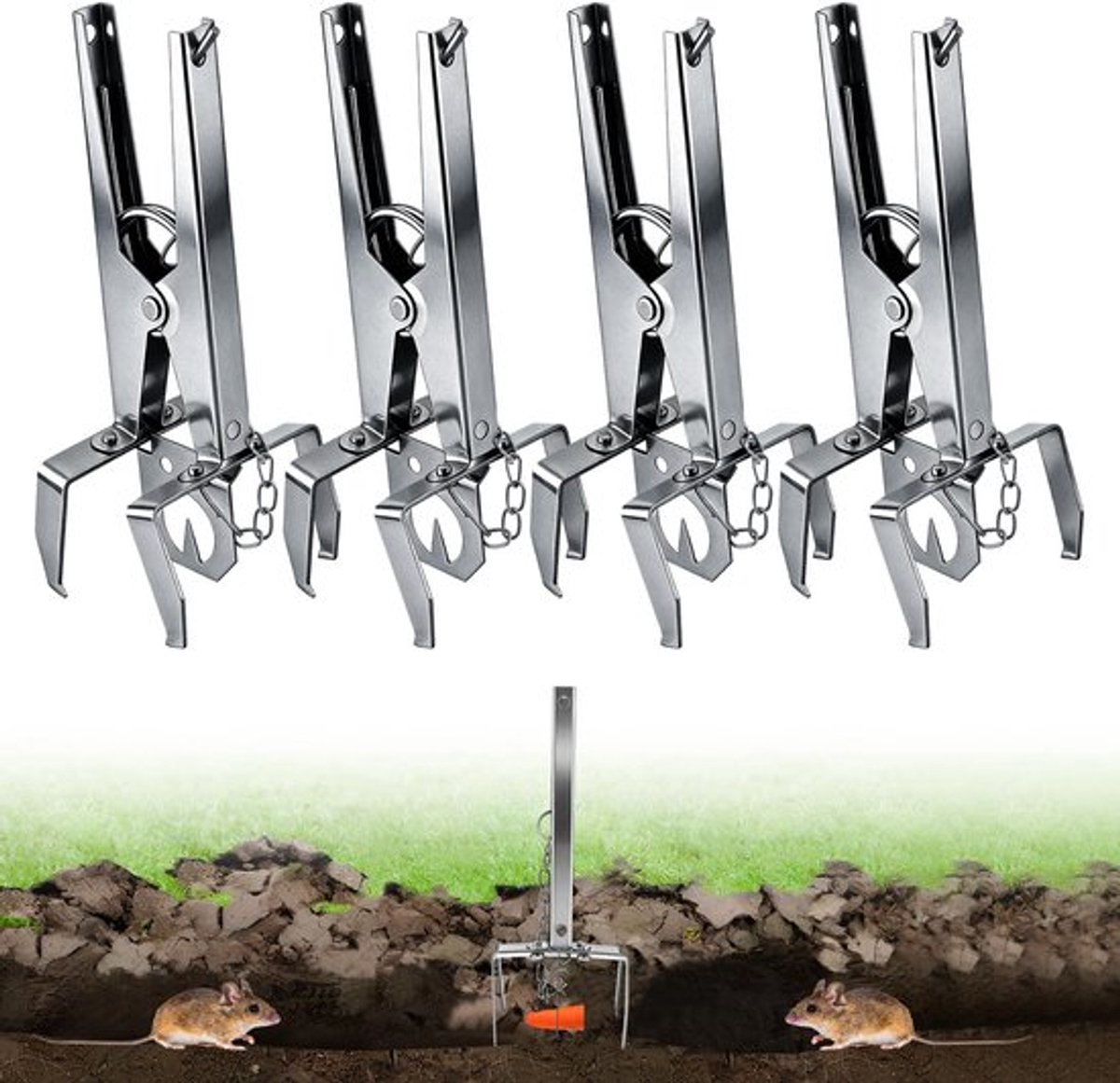 Woelmuizenval Dubbelzijdige Vangst - Herbruikbaar - Eenvoudige Installatie - Effectieve Veldmuisval - Robuust - Geschikt voor Tuin/Gazon - Muizenvallen