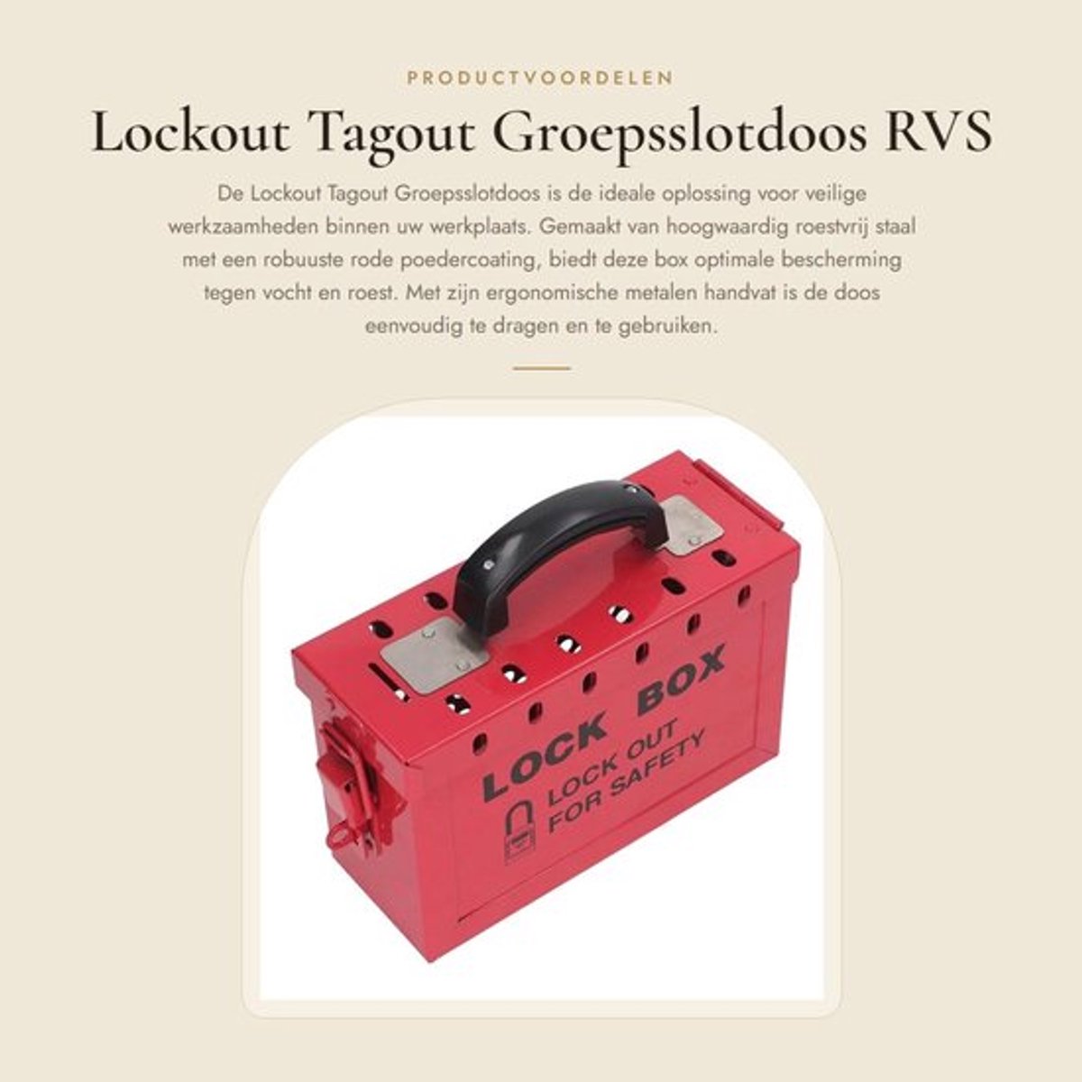 Lockout Box Rood Poedercoating - Roestvrij Staal - Ergonomische Handgreep - Grote Capaciteit - Veiligheidsopslag - Scharnierdeksel - Padlock Cabinet