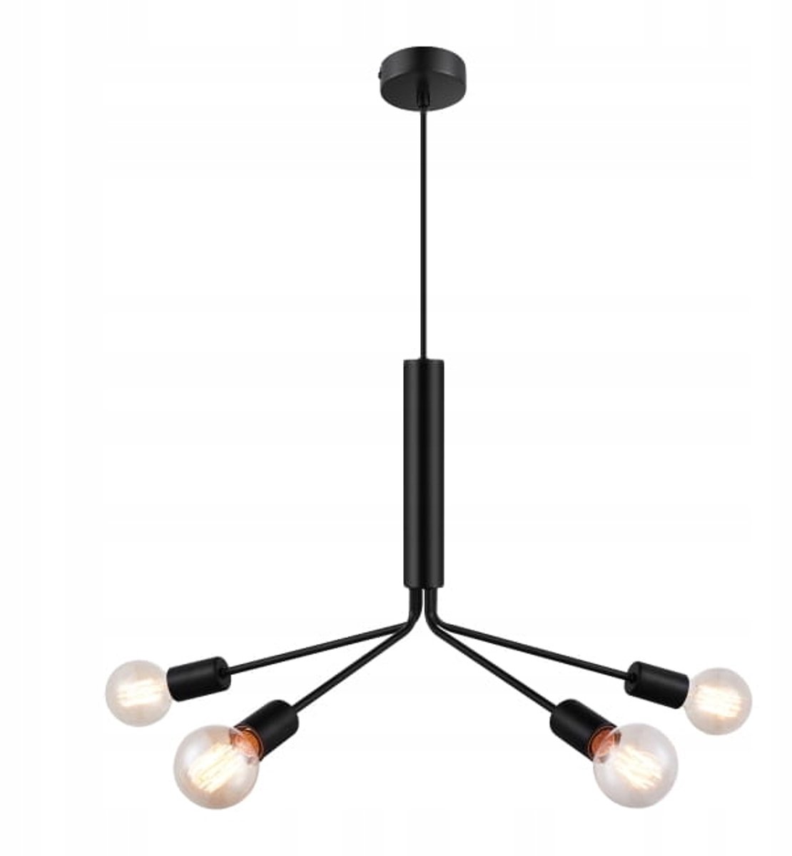 Ghlin Hanglamp 4-lichts E27 Mat Zwart