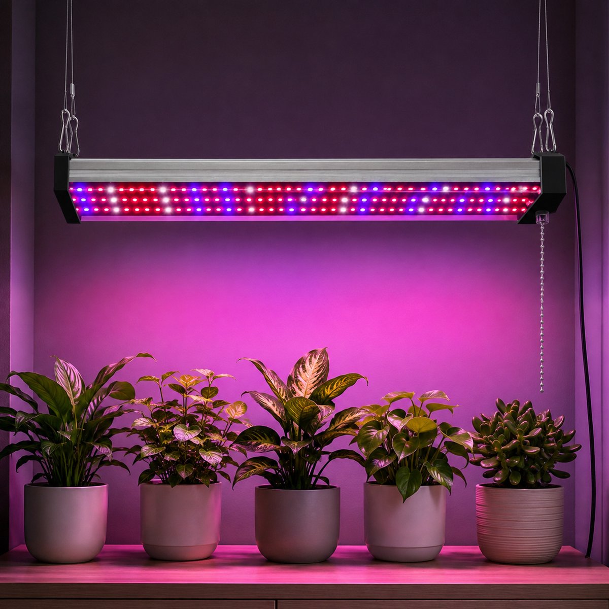 Rosnek LED Kweeklamp - Koppelbare Full Spectrum Groeilamp voor Planten - Lichtbalk met Trekschakelaar - Hangende Plantenlamp voor Rekken, Zaailingen en Kweekkast - 120 leds - 20 W