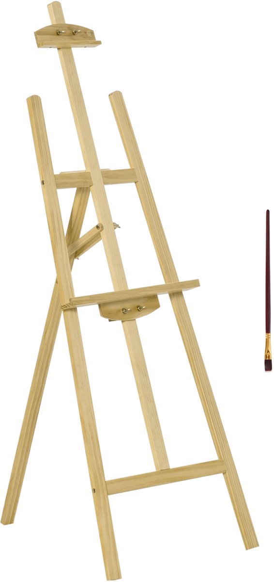 Kunstenaarsezel op poten - 51,5 x 71,5 x 134,5 cm - grenenhout - natuurlijk hout -Hellingshoek in hoogte verstelbaar - 90° max.