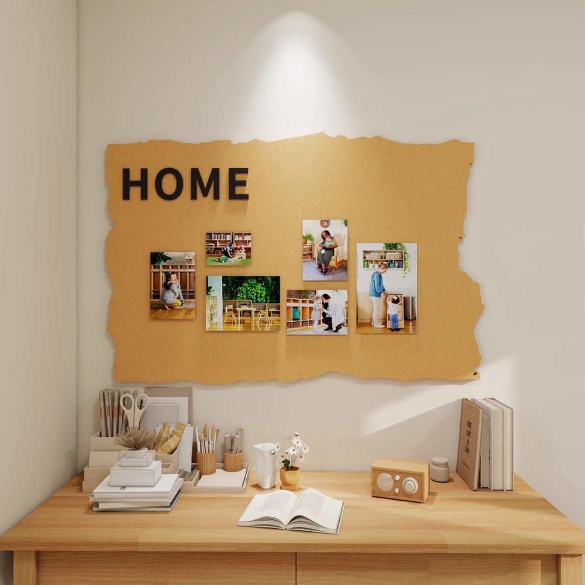 KZQ Zelfklevend Vilten Prikbord 40x60 Cm Bruin – Decoratief Fotobord Voor Thuis Kantoor En School, Muurbeschermer