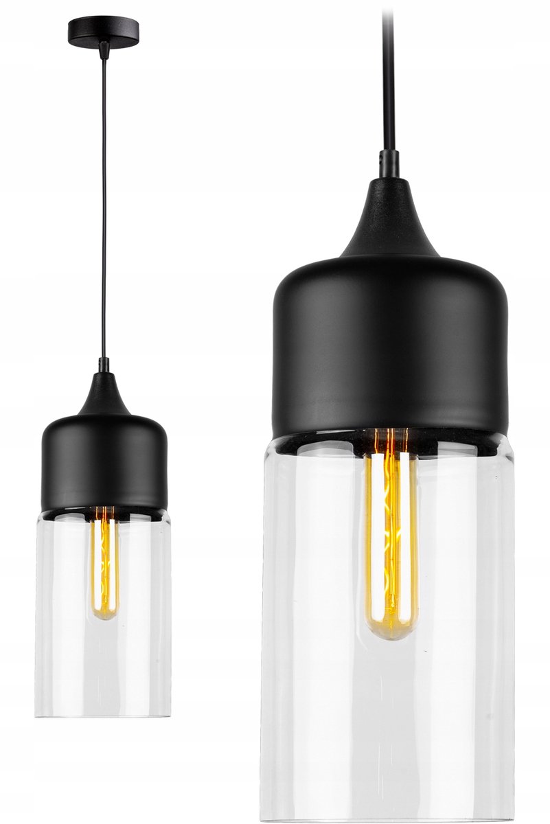 Merkloze Glazen Hanglamp Zwart E27 - Stijlvolle Loft Verlichting