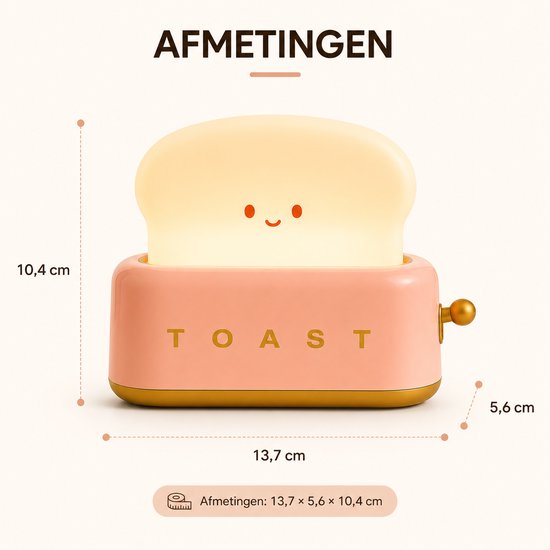 Nachtlamp Toaster roze Veldman Living - leuke nachtlamp voor kinderen - Toaster Roze van Veldman Living — afbeelding 4