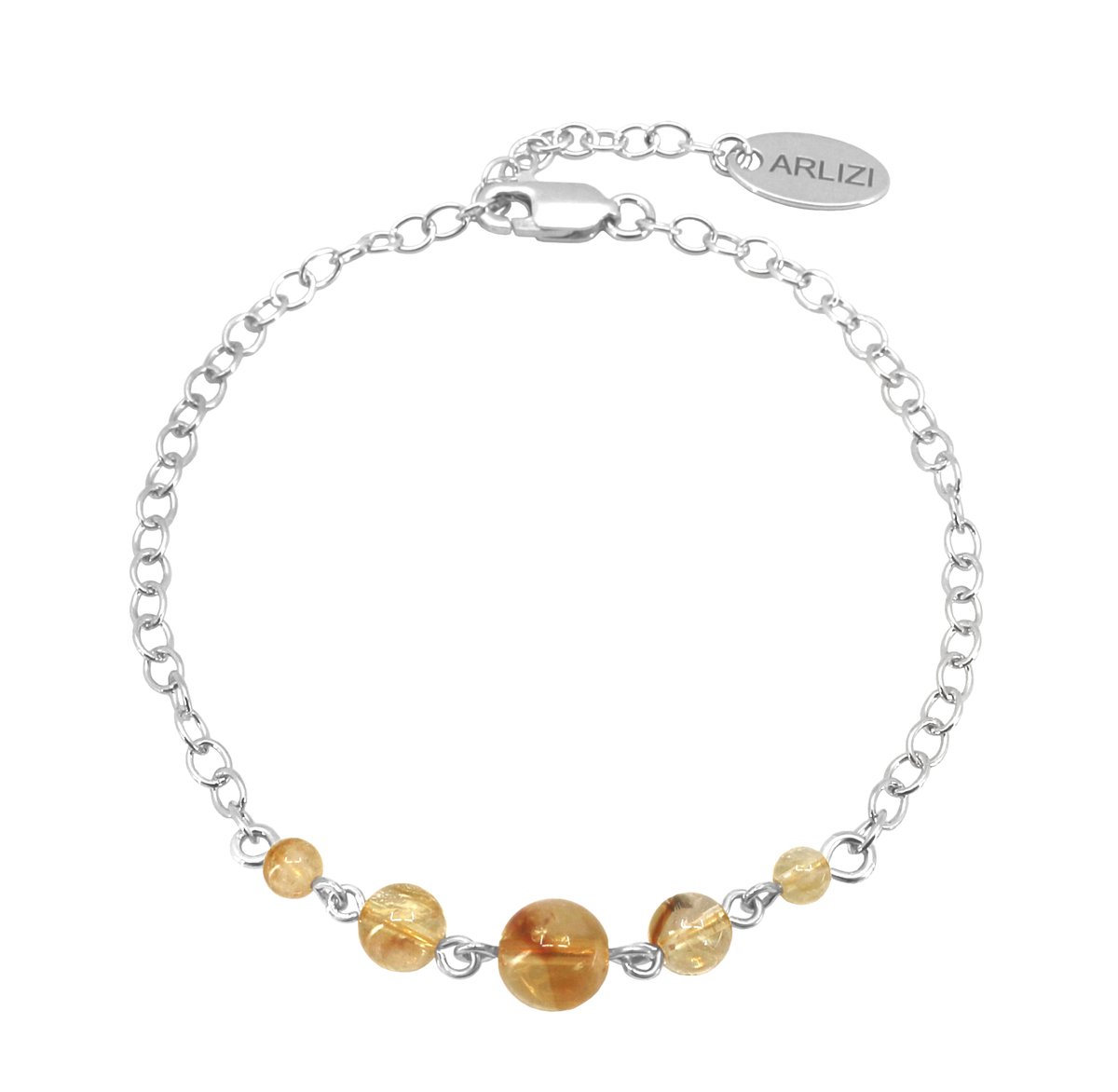 ARLIZI 2510 Armband citrien kralen - sterling zilver - 20 cm